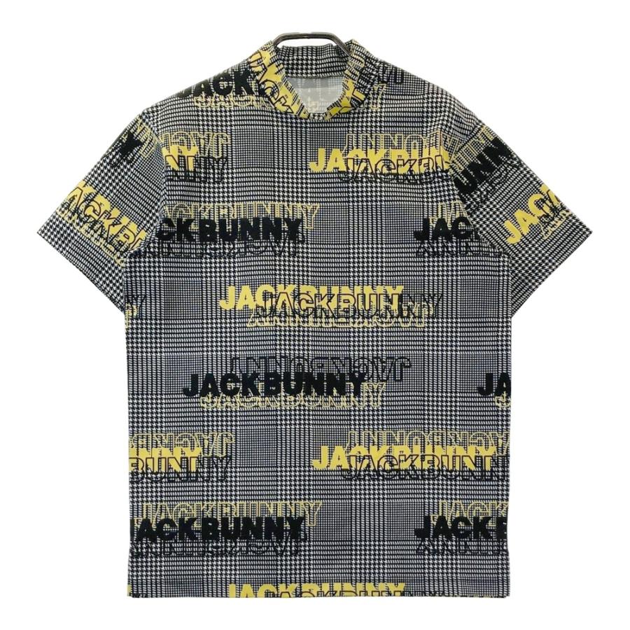 新品 【サイズ６(ＸＬ)】【ブラック】ジャックバニー 半袖 シャツ ゴルフ JACK BUNNY ジャックバニー ハイネック 半袖Tシャツ 千鳥総柄 ブラック