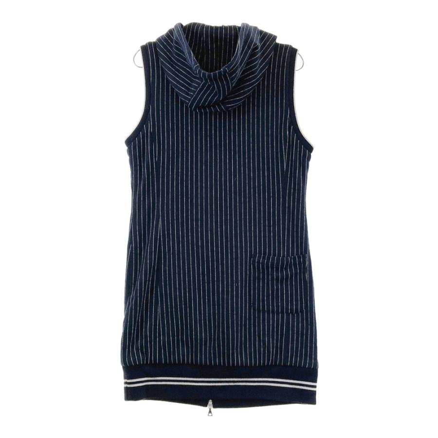 美品 BEAMS GOLF ビームスゴルフ ストライプ フードワンピース M 紺 BEAMS GOLF ビームスゴルフ フード付 中綿 ジップワンピース