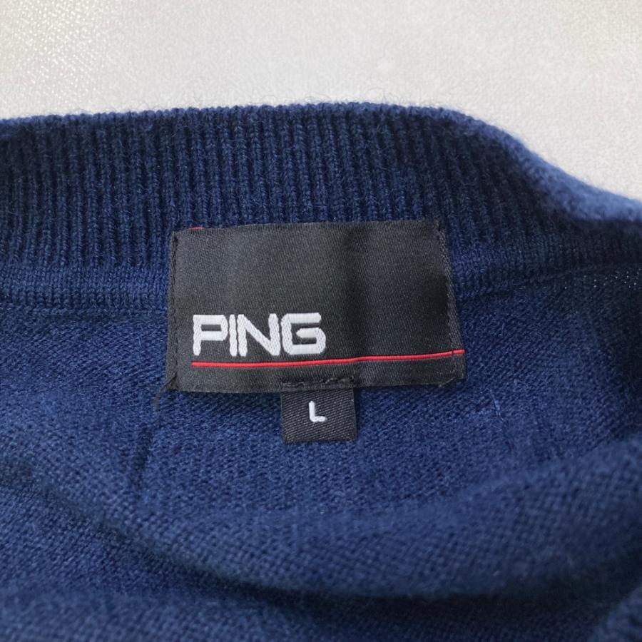 PING ピン 長袖ニットセーター ネイビー系 L ゴルフウェア メンズ