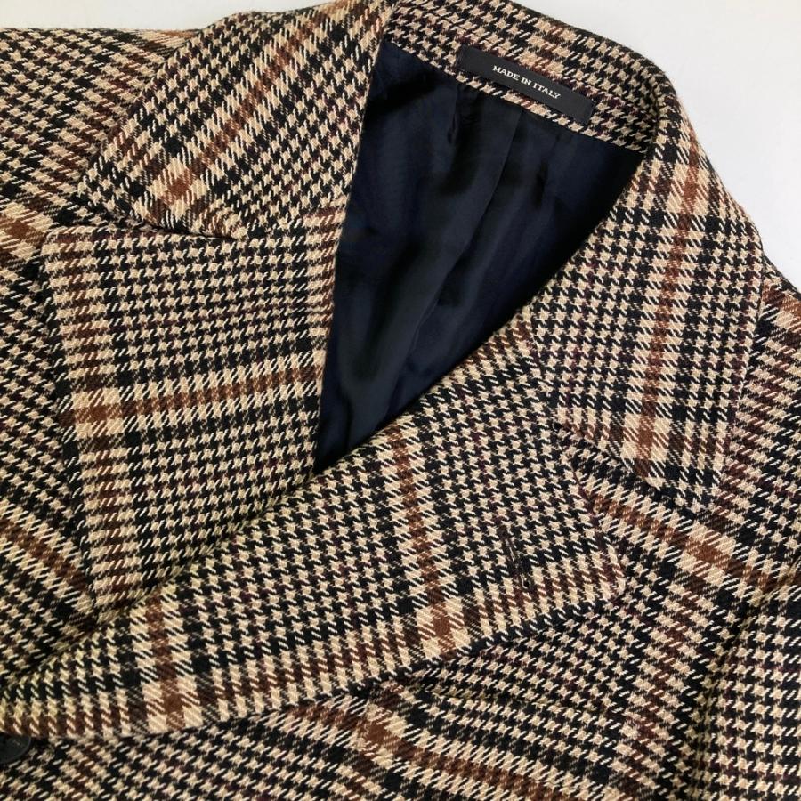 タリアトーレ チェック柄 ロングコート ブラウン ハンガー付き shira