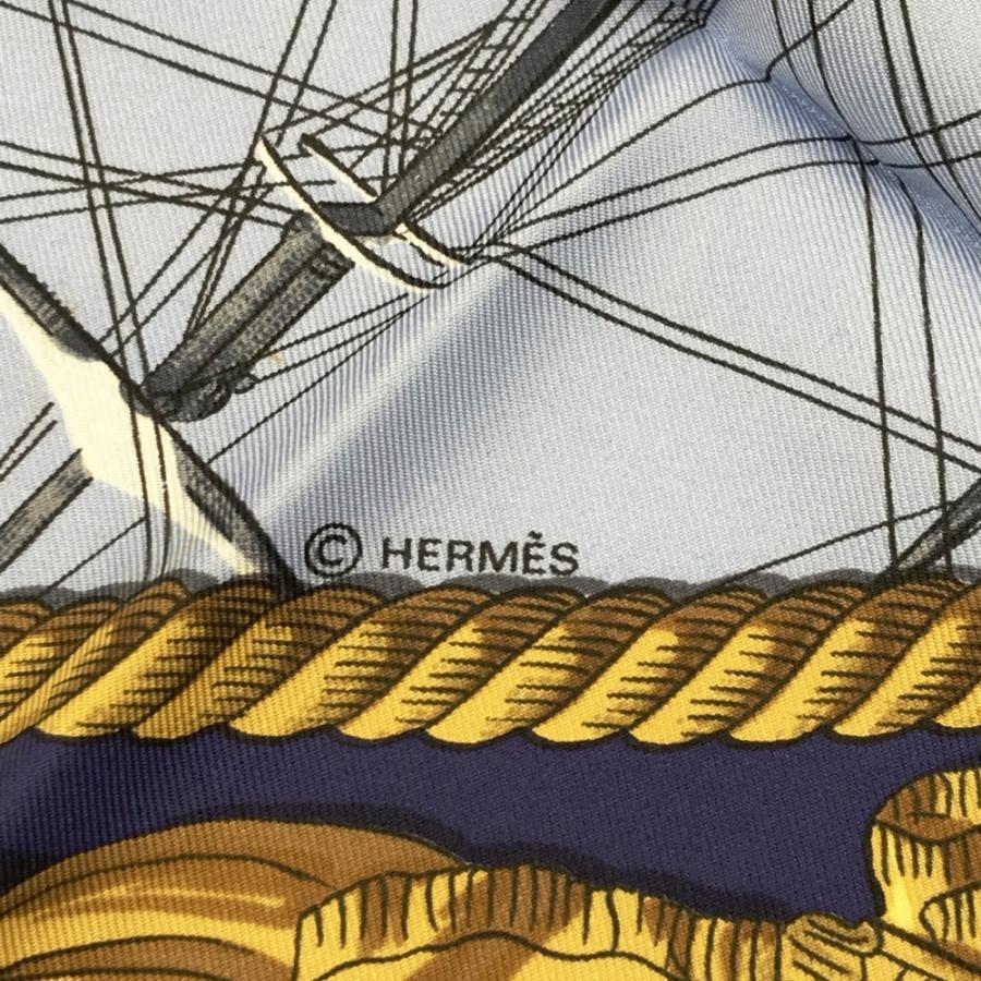 HERMES エルメス MARINE ET CAVALERIE シルク スカーフ カレ90 海と騎兵隊 ネイビー系 レディース_5