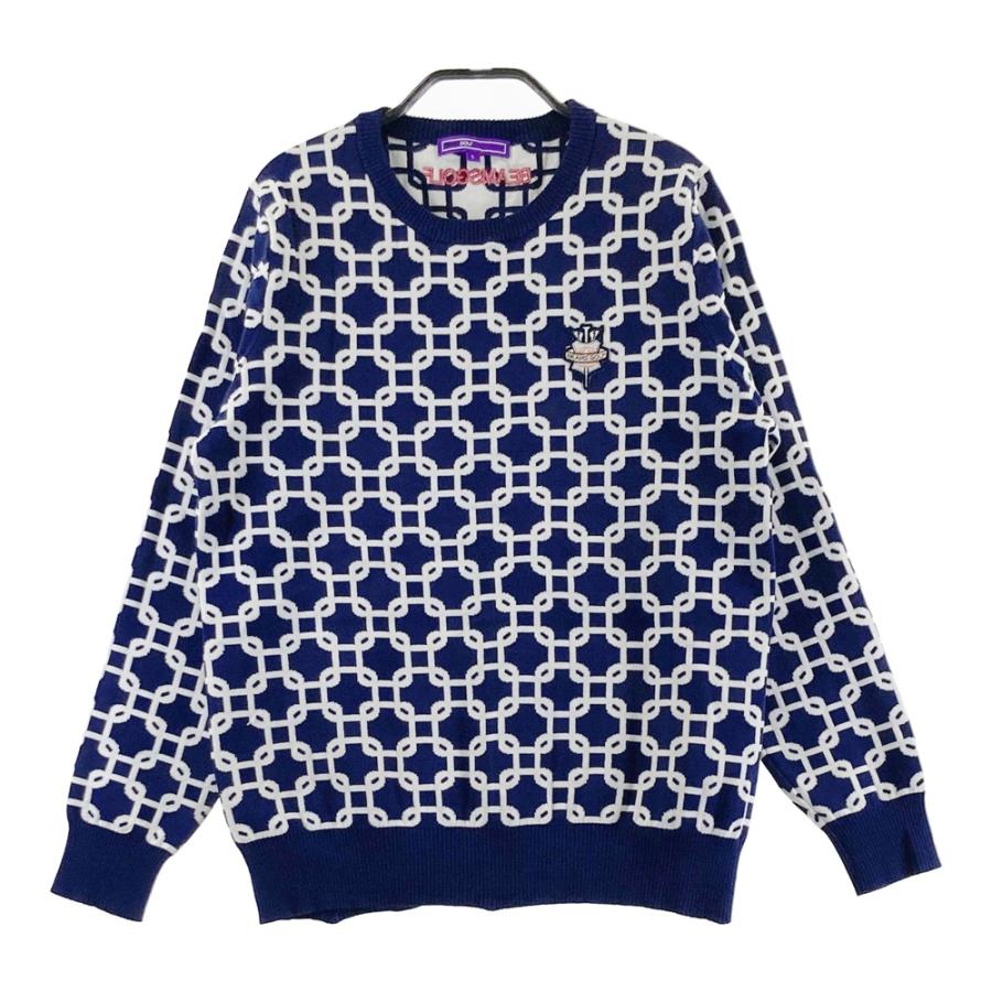 BEAMS GOLF ビームスゴルフ ニットセーター 総柄 ネイビー系 L ゴルフ