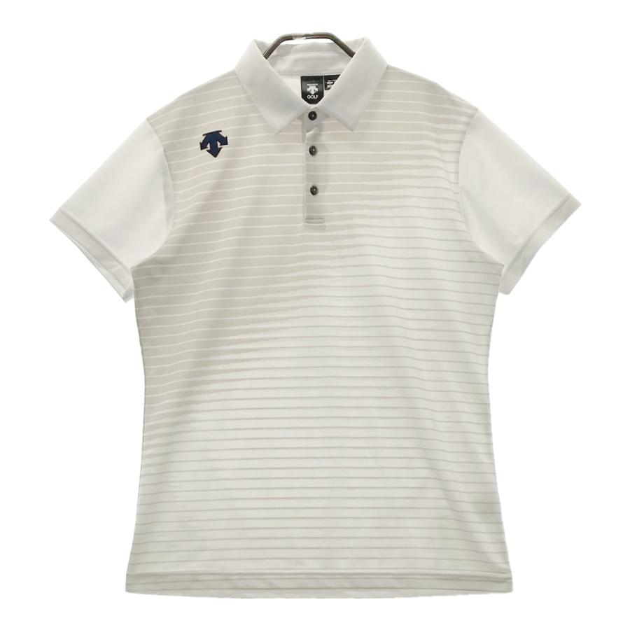 【極美品】デサントゴルフ メンズ 半袖ポロシャツ Mサイズ グレー×ホワイト 極美品】デサントゴルフ メンズ ショップ 半袖ポロシャツ Mサイズ