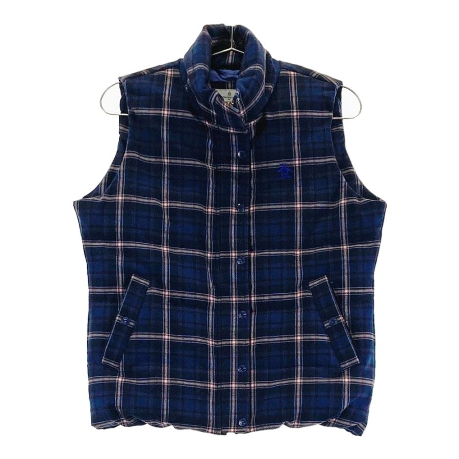 【新品・未使用】マンシングウェア レディース ベスト チェック柄 Munsing MUNSING WEAR マンシングウェア ダウンベスト チェック柄 ネイビー系 M