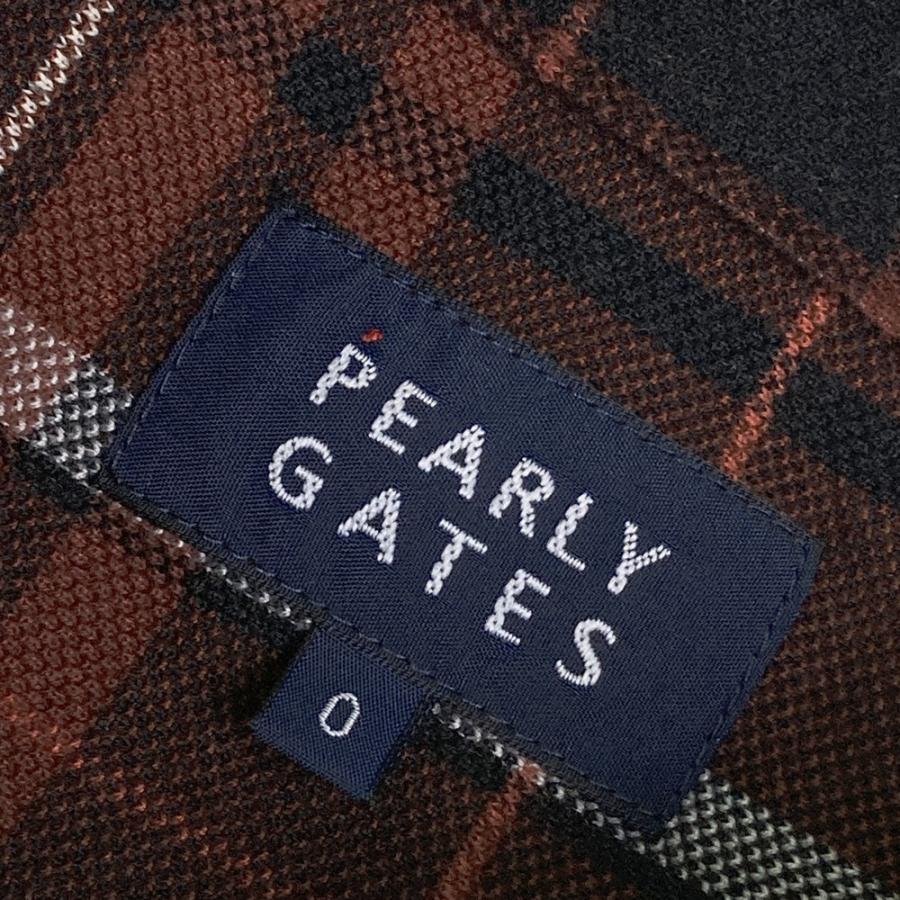 サイズ：0 PEARLY GATES パーリーゲイツ 2023年モデル 長袖ポロシャツ チェック柄 ブラウン系 [240101489421] ゴルフウェア レディース ストスト PEARLY GATES（パーリーゲイツ） 2023年モデル 長袖ポロシャツ ボタン