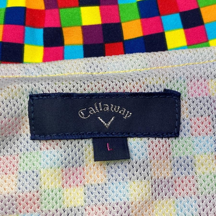 サイズ：L CALLAWAY キャロウェイ  フード付 ハーフジップ ブルゾン マルチカラー 総柄 ピンク系 [240101599627] ゴルフウェア メンズ ストスト Callaway（キャロウェイ） フード付 ハーフジップ ブルゾン マルチ