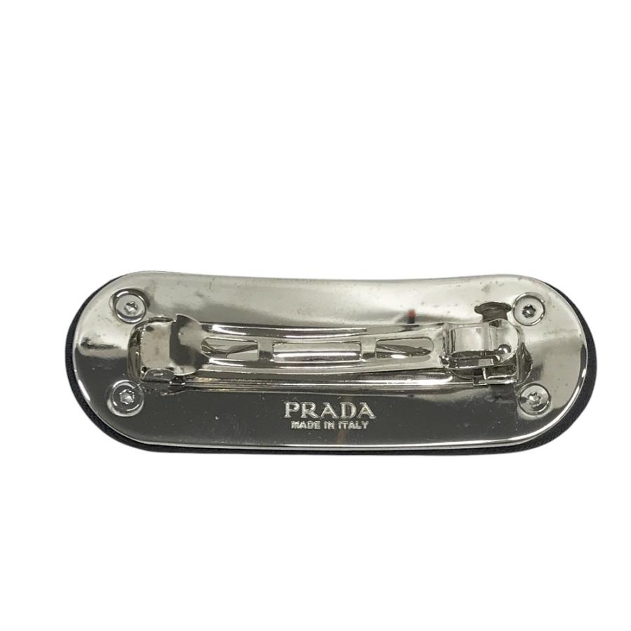 PRADA プラダ 1IF129 テスート バレッタ ヘアクリップ 三角プレート ブラック系の画像