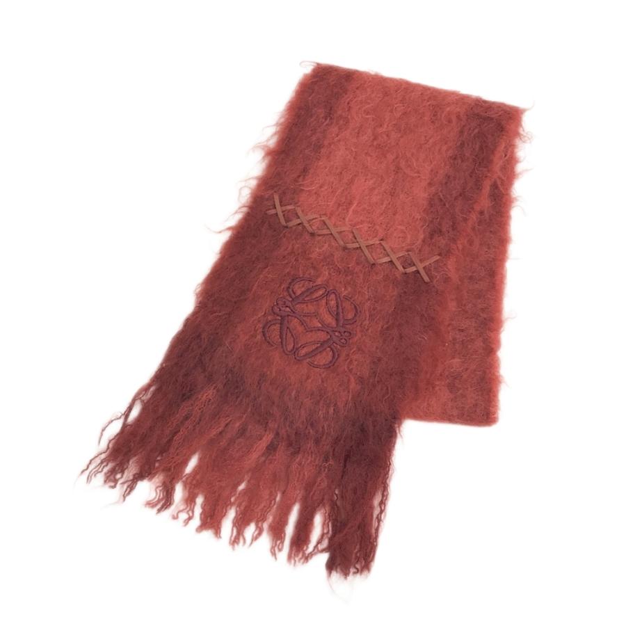 LOEWE ロエベ アナグラム モヘア マフラー レッド系 レディース