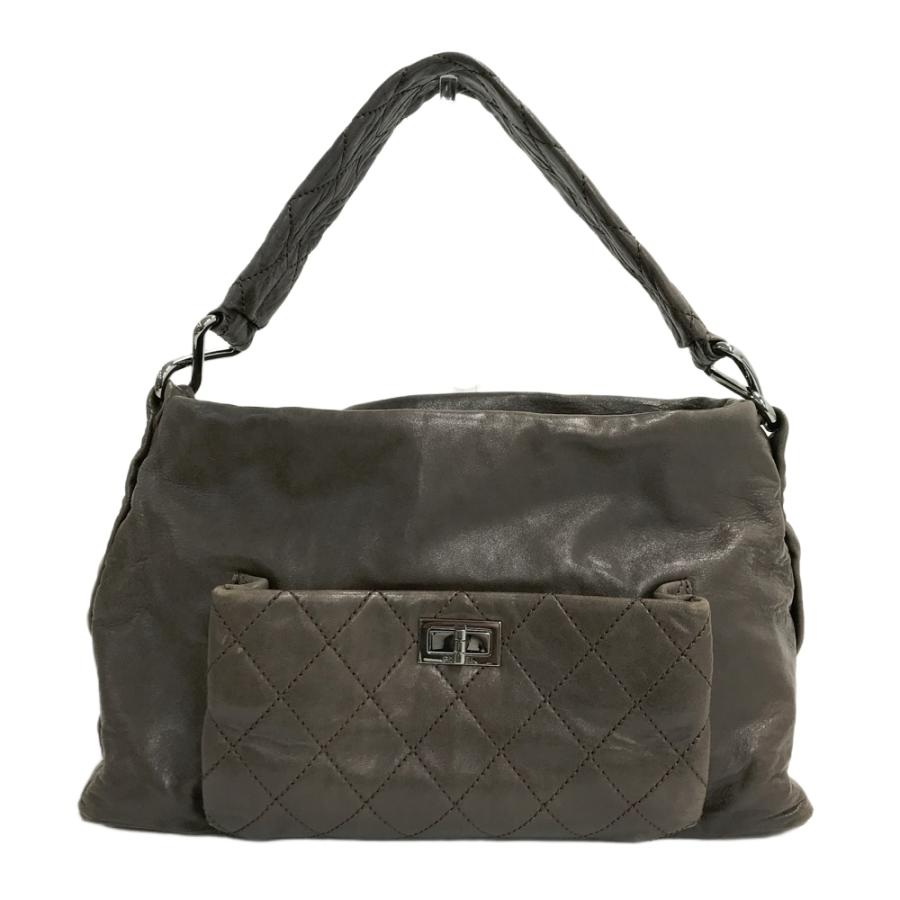 CHANEL シャネル レザー ショルダーバッグ キルティング ブラウン系