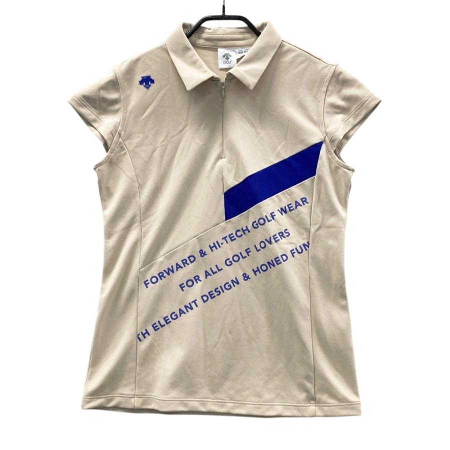 DESCENTE GOLF デサントゴルフ ハーフジップ 半袖ポロシャツ ベージュ 