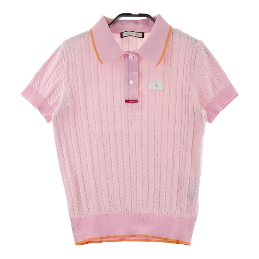 【☆タグ付き新品☆】マークアンドロナ 半袖 ポロシャツ スカル刺繍 36 ピンク MARK&LONA マークアンドロナ 半袖 ニットポロシャツ ピンク系 36