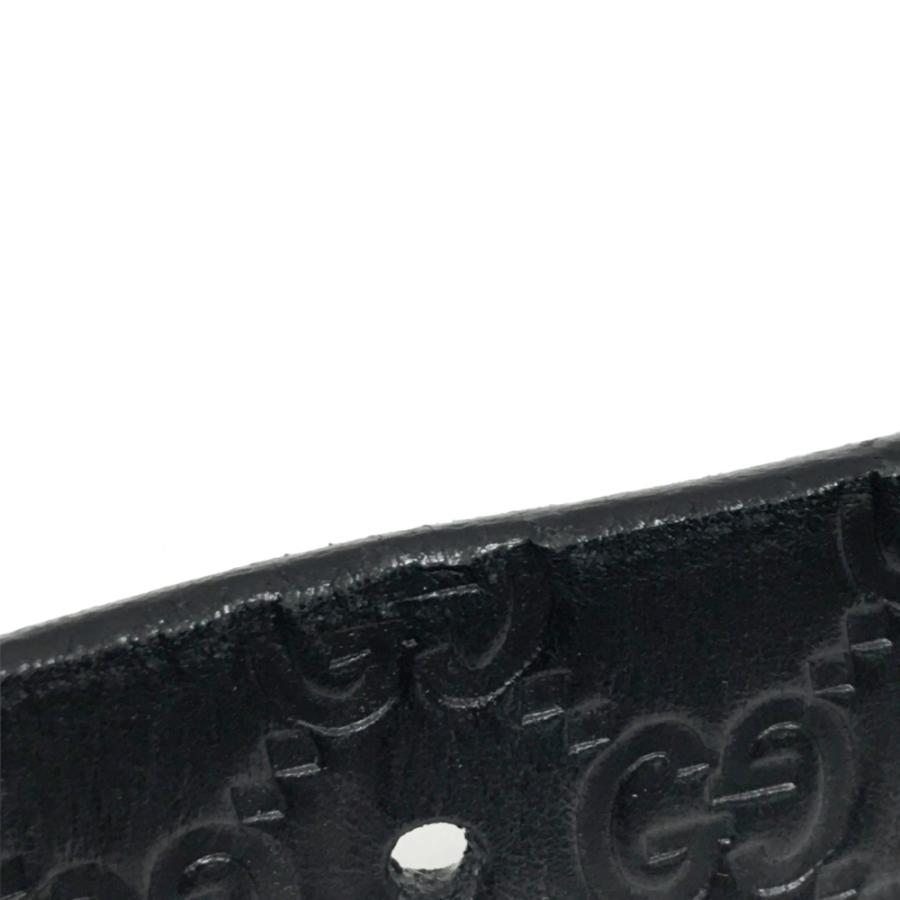 オールドグッチ ☆ ヴィンテージ GG レザー ベルト 伊製 GUCCI 黒 美品 オールドグッチ ☆ ヴィンテージ GGキャンバス レザー ベルト 65