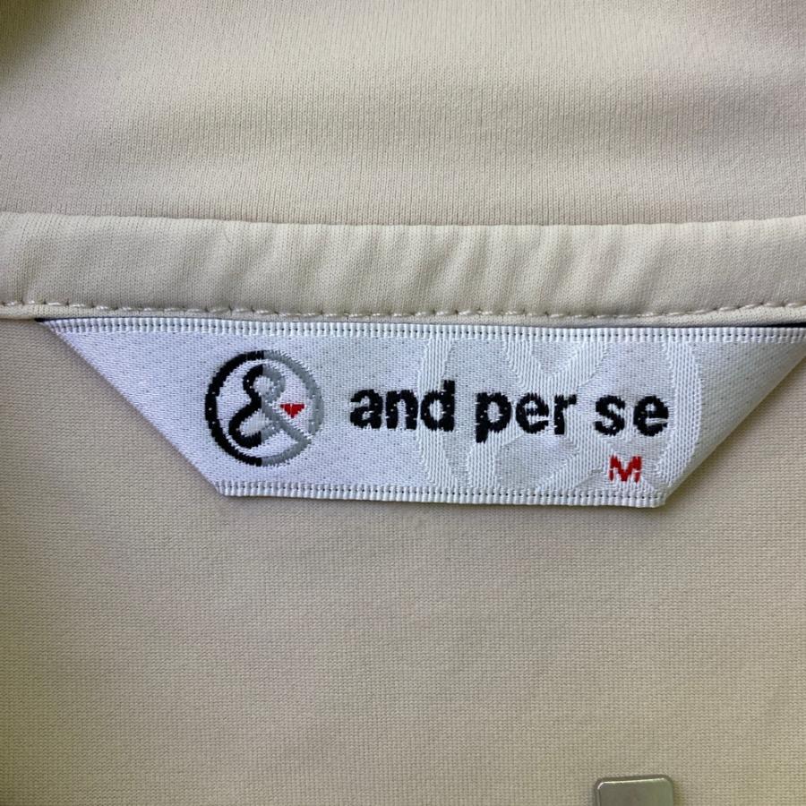and per se（アンパスィ） 半袖ワンピース メッシュプリーツ ベージュ