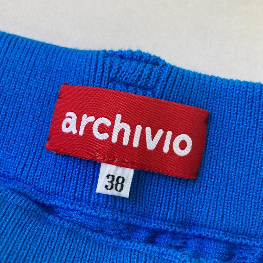 新品】ARCHIVIO アルチビオ ニットスカート サイドライン ブルー系 38