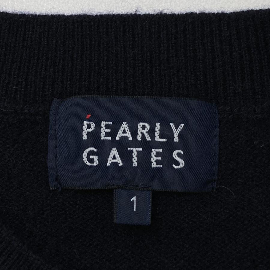 【パーリーゲイツ】美品 ニットセーター カシミヤ混 ネイビー 1 レディース PEARLY GATES パーリーゲイツ カシミヤ ニットセーター ネイビー系 1