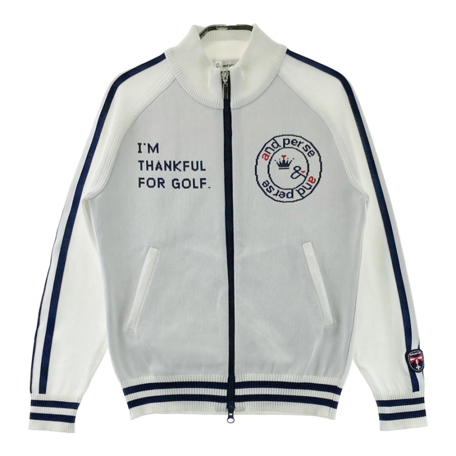 AND PER SE アンパスィ ニット ジップジャケット ホワイト系 M ゴルフ