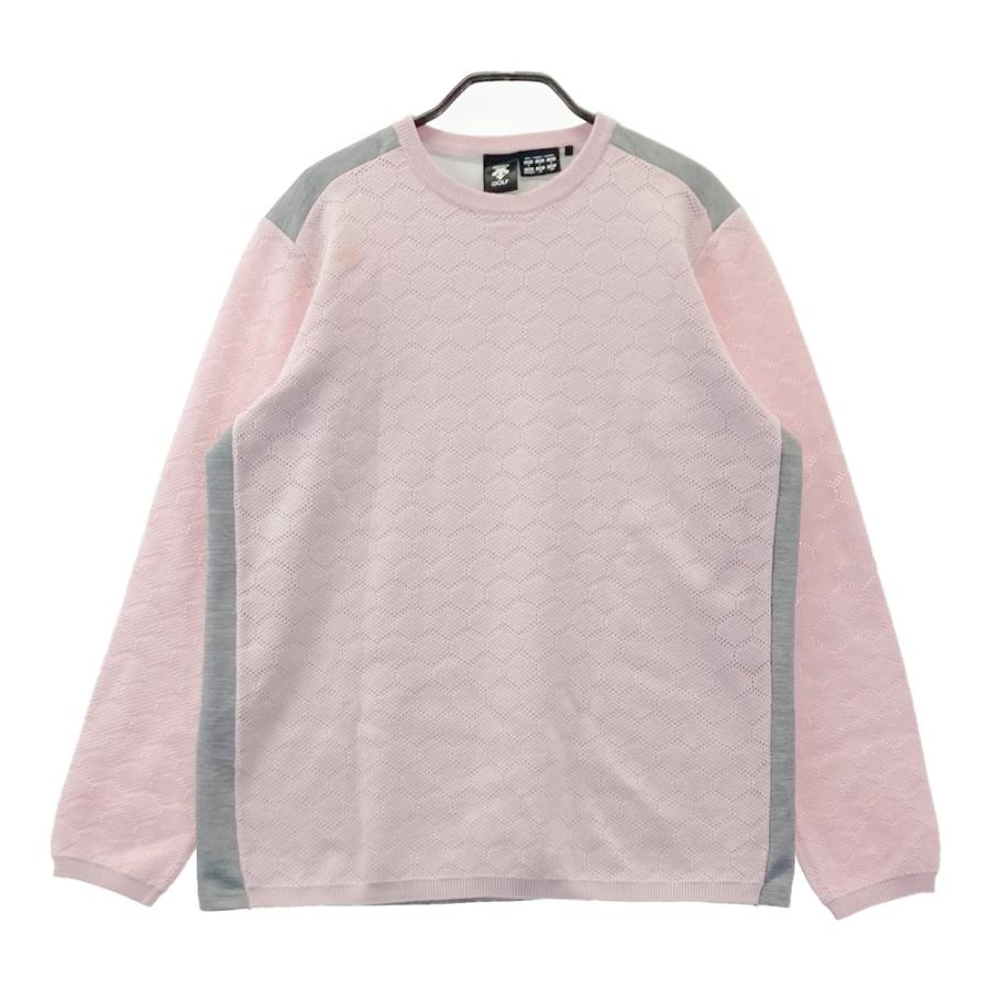 DESCENTE GOLF デサントゴルフ ニット切替 長袖トレーナー ピンク系 O