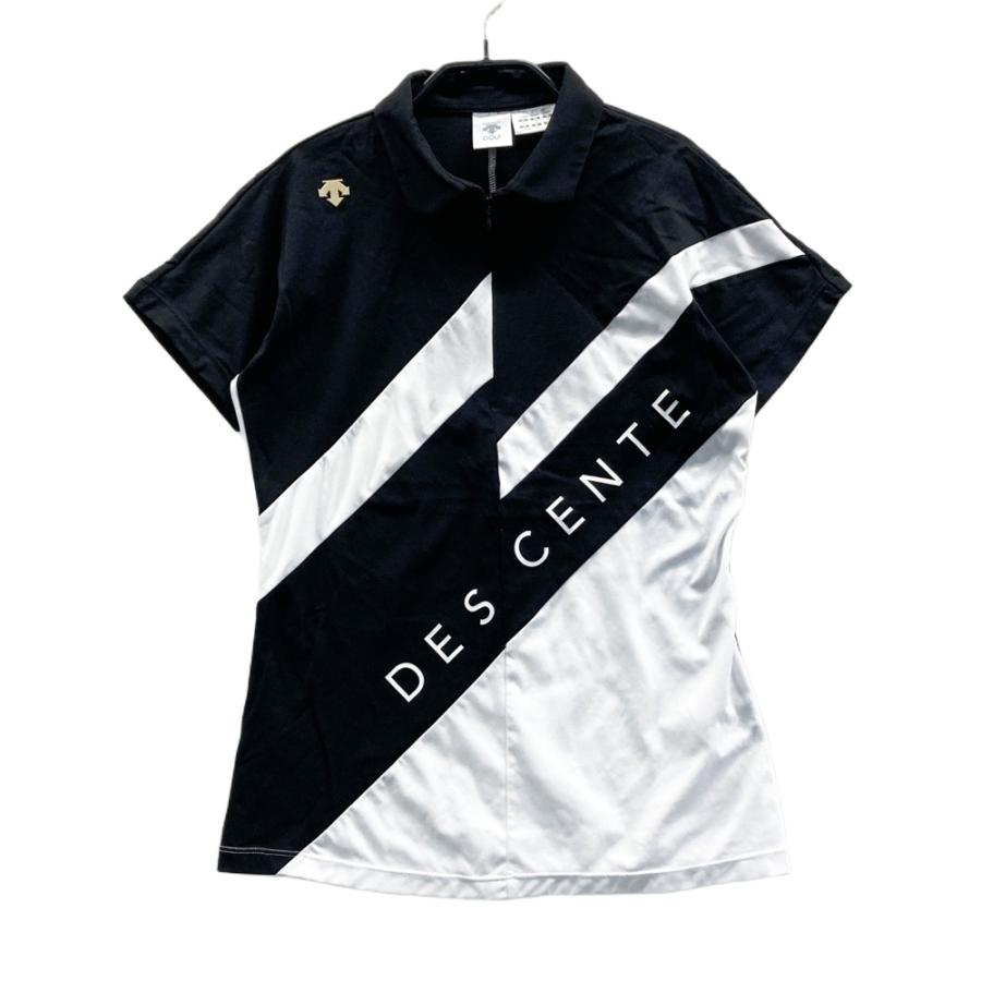 DESCENTE GOLF デサントゴルフ ハーフジップ 半袖ポロシャツ ブラック
