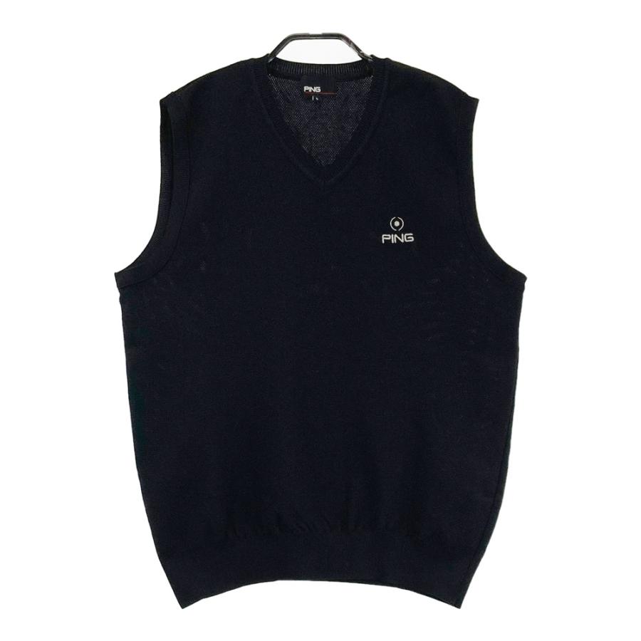 PING ピン 2023年モデル Vネック ニットベスト ブラック系 L ゴルフ