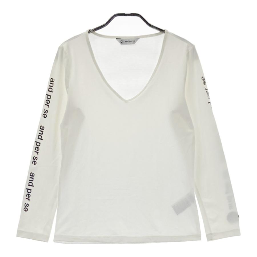 and per seレディースカットソー　新品タグ付き AND PER SE アンパスィ 長袖Tシャツ ホワイト系 M ゴルフウェア