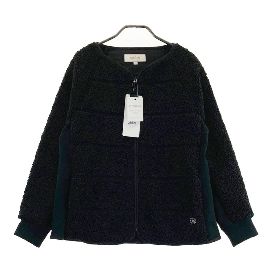 adabat フルジップ ブラックジャケット 新品】ADABAT アダバット 長袖ジップジャケット ボア 切替 ブラック系