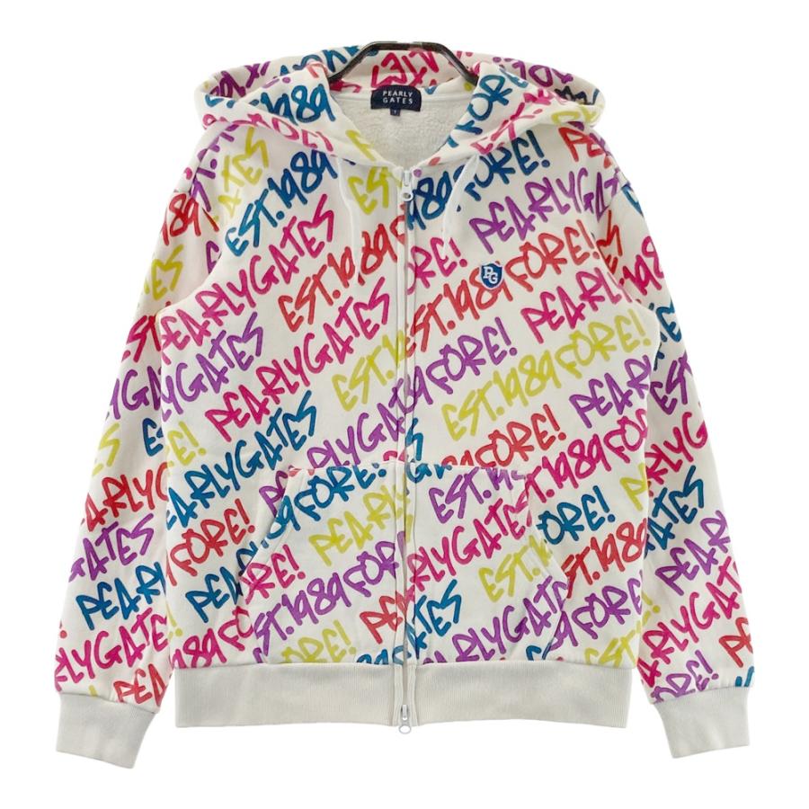 【美品】 PEARLY GATES レディース 裏起毛 パーカー M PEARLY GATES パーリーゲイツ 裏起毛 スウェット ジップパーカー 総柄
