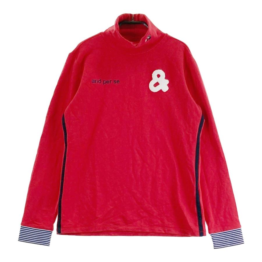 AND PER SE アンパスィ タートルネック 長袖Tシャツ レッド系 L ゴルフ