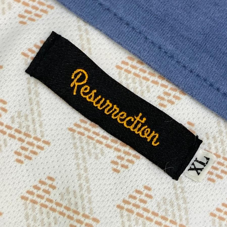 RESURRECTION レザレクション 起毛 ハーフジップ 長袖Tシャツ ブルー系