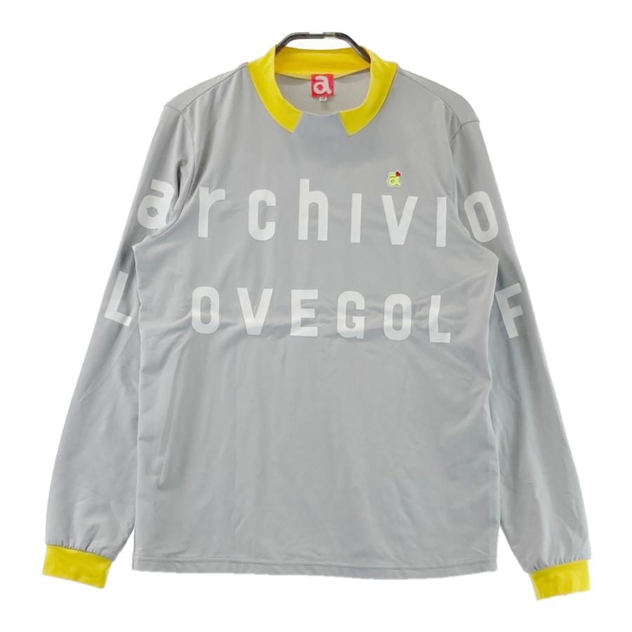 ARCHIVIO アルチビオ ロゴプリント モックネック長袖Tシャツ グレー系