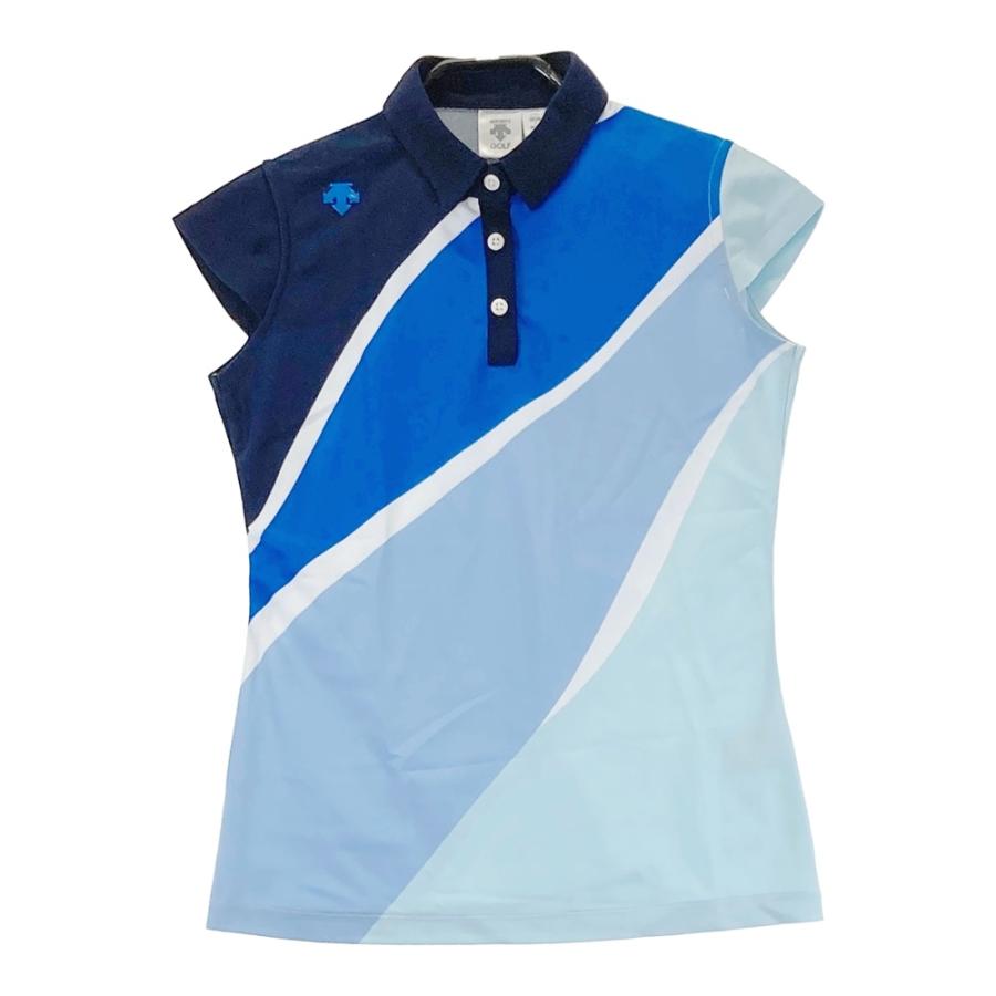 DESCENTE GOLF デサントゴルフ ロゴ入り 半袖ポロシャツ ネイビー系 S