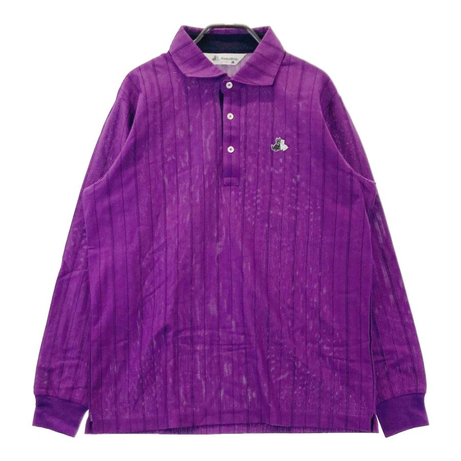 BLACK&WHITE ブラックアンドホワイト 長袖ポロシャツ ストライプ柄