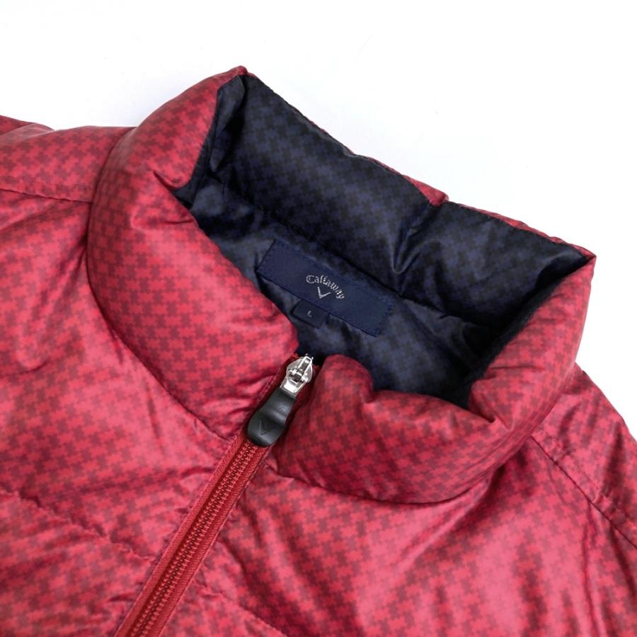 CALLAWAY キャロウェイ 2WAY ダウンジャケット 千鳥柄 レッド系 L