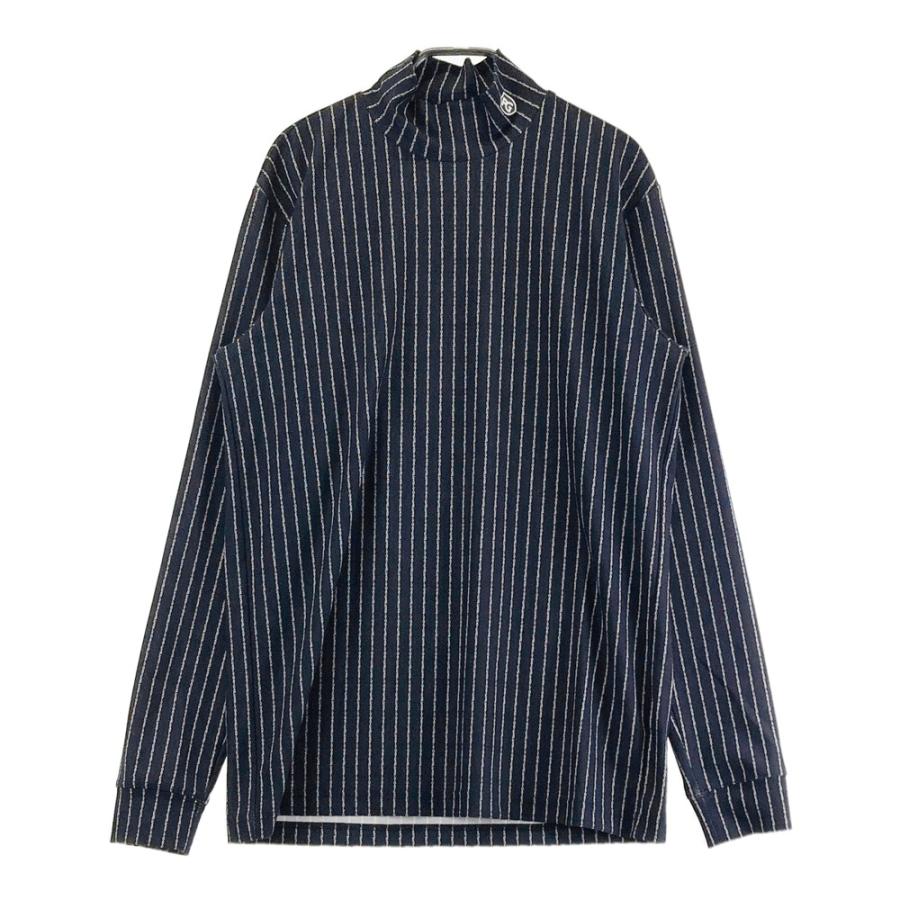 パーリーゲイツ ストライプ柄 ハイネックシャツ　メンズ PEARLY GATES パーリーゲイツ ハイネック 長袖Tシャツ ロゴストライプ