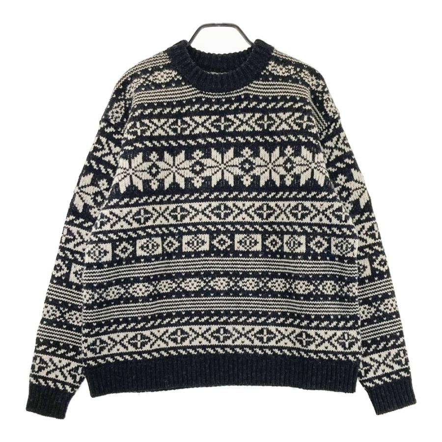 BATONER バトナー ウール ニットセーター 総柄 ブラック系 3 メンズ