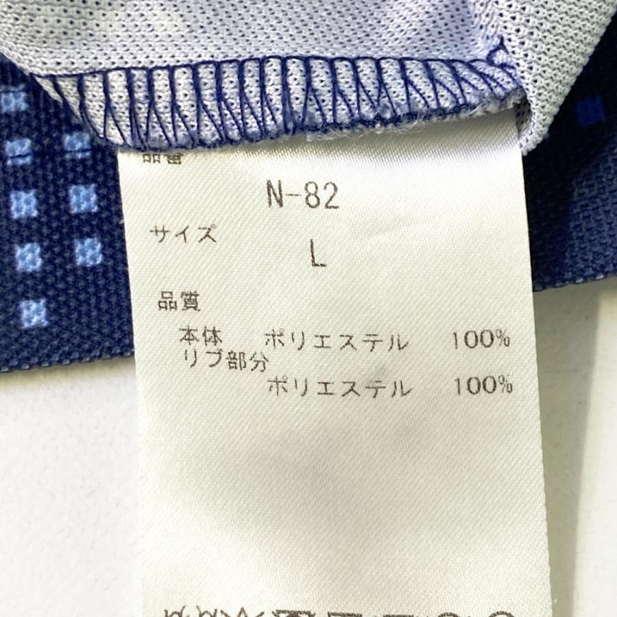 SANRISE サンライズ 半袖ポロシャツ 総柄 ネイビー系 L ゴルフウェア
