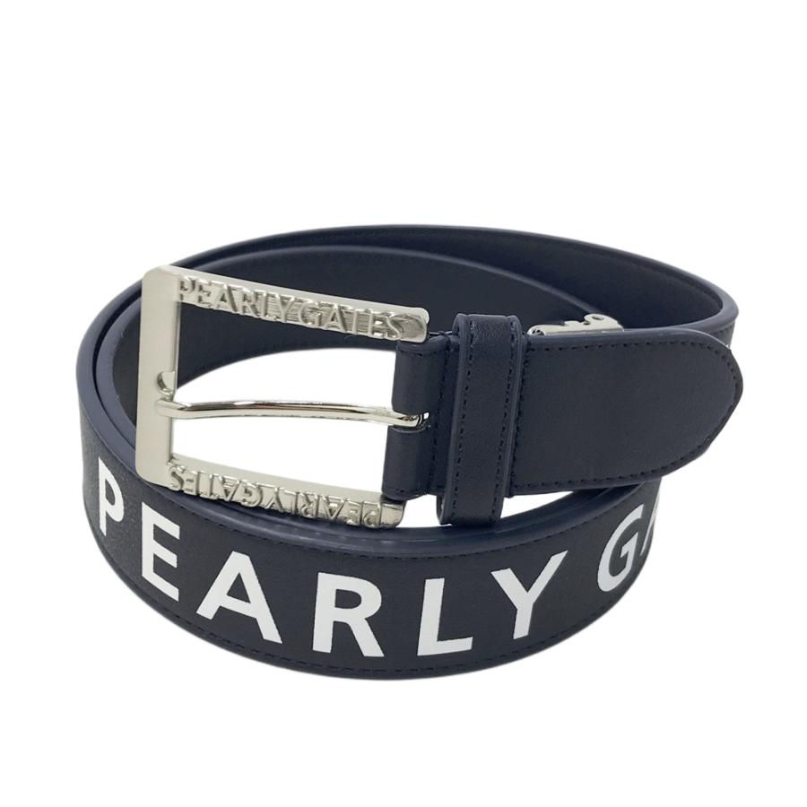 美品】PEARLY GATES パーリーゲイツ ベルト ロゴ 総柄 ネイビー系