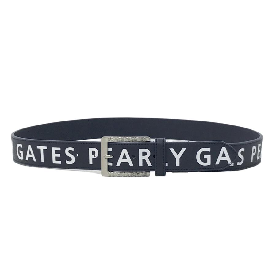 美品】PEARLY GATES パーリーゲイツ ベルト ロゴ 総柄 ネイビー系