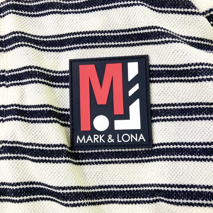 MARK\u0026LONA マークアンドロナ  半袖ポロシャツ ボーダー柄 ベージュ系 46 ゴルフウェア メンズの画像