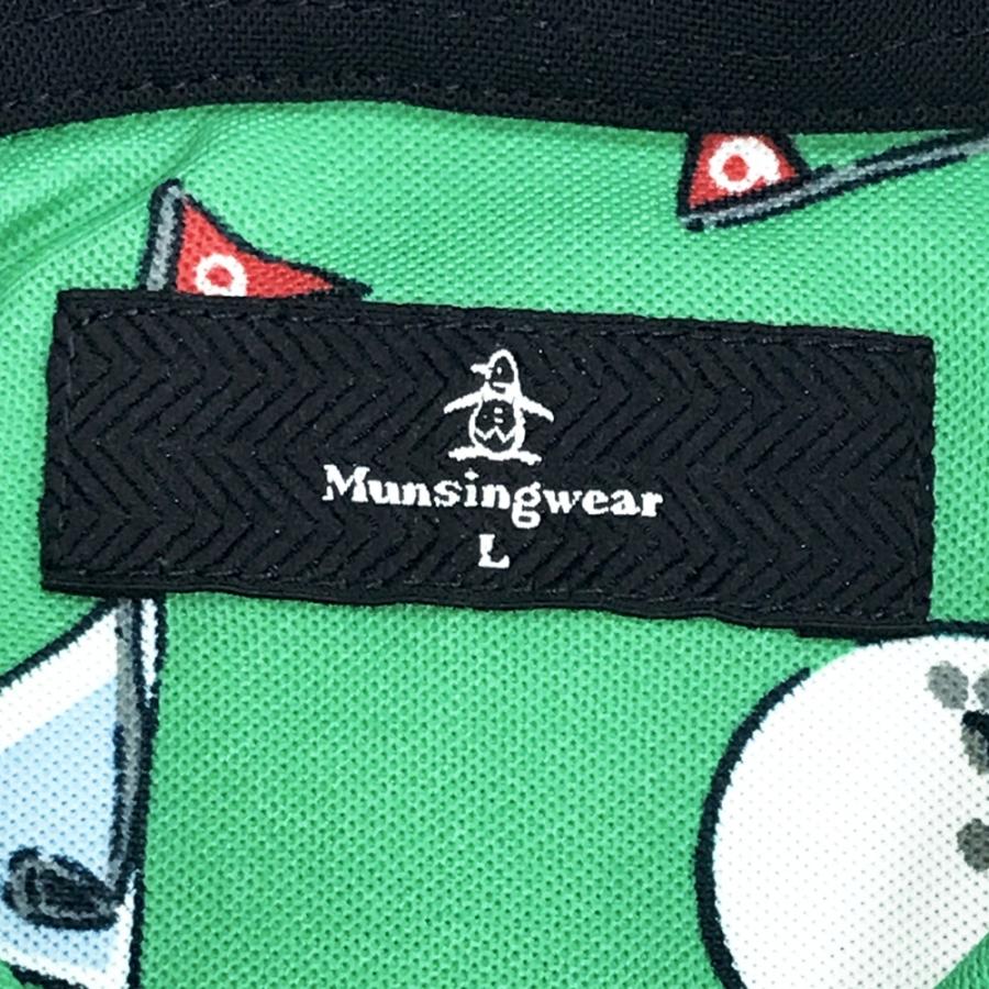 MUNSING WEAR マンシングウェア 半袖ポロシャツ 総柄 グリーン系 L
