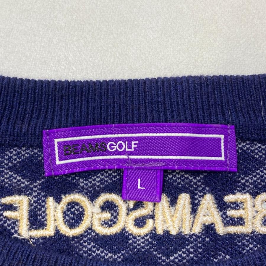 サイズ：L BEAMS GOLF ビームスゴルフ  ニットセーター 総柄 ネイビー系 [240101623178] ゴルフウェア レディース ストスト BEAMS GOLF ビームスゴルフ ニットセーター 総柄 ネイビー系 L ゴルフ