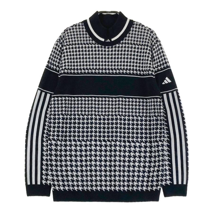adidas GOLFアディダスゴルフ ウール混ニットセーター千鳥柄　ブラック ADIDAS GOLF アディダスゴルフ ウール混 ニットセーター 千鳥柄