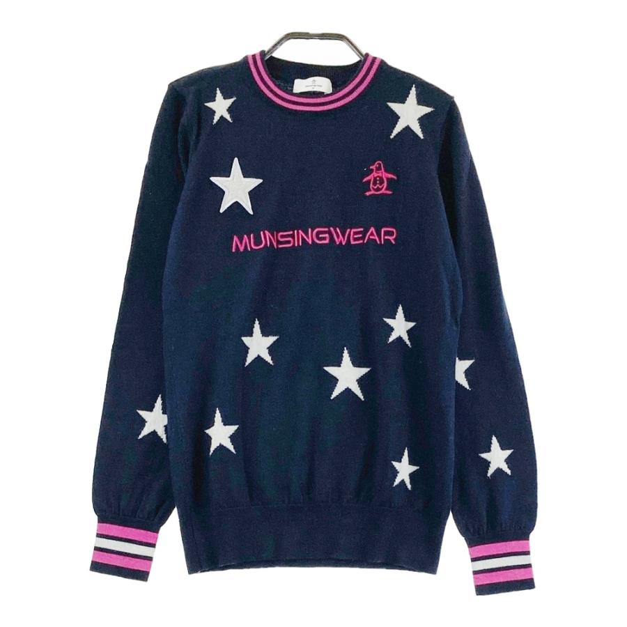 マンシングウェア ニット セーター スター柄 星柄 ネイビー M MUNSING WEAR マンシングウェア ニットセーター 星柄 スター ネイビー