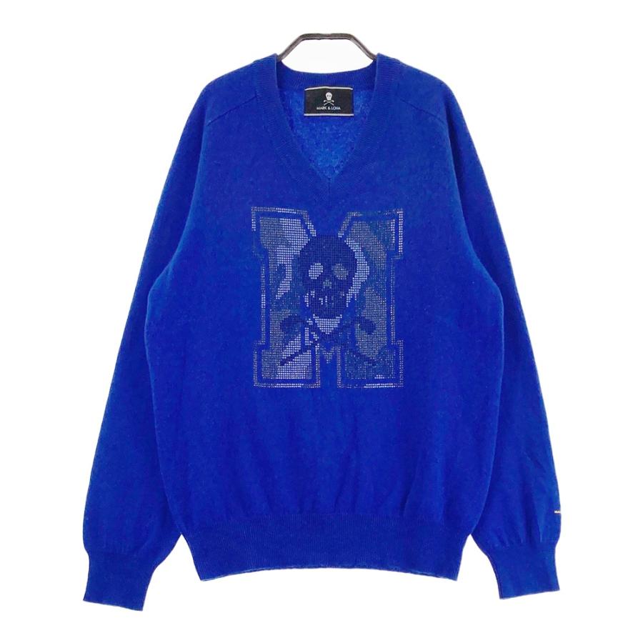 MARK&LONA マークアンドロナ カシミヤ ニットセーター スカル ブルー系