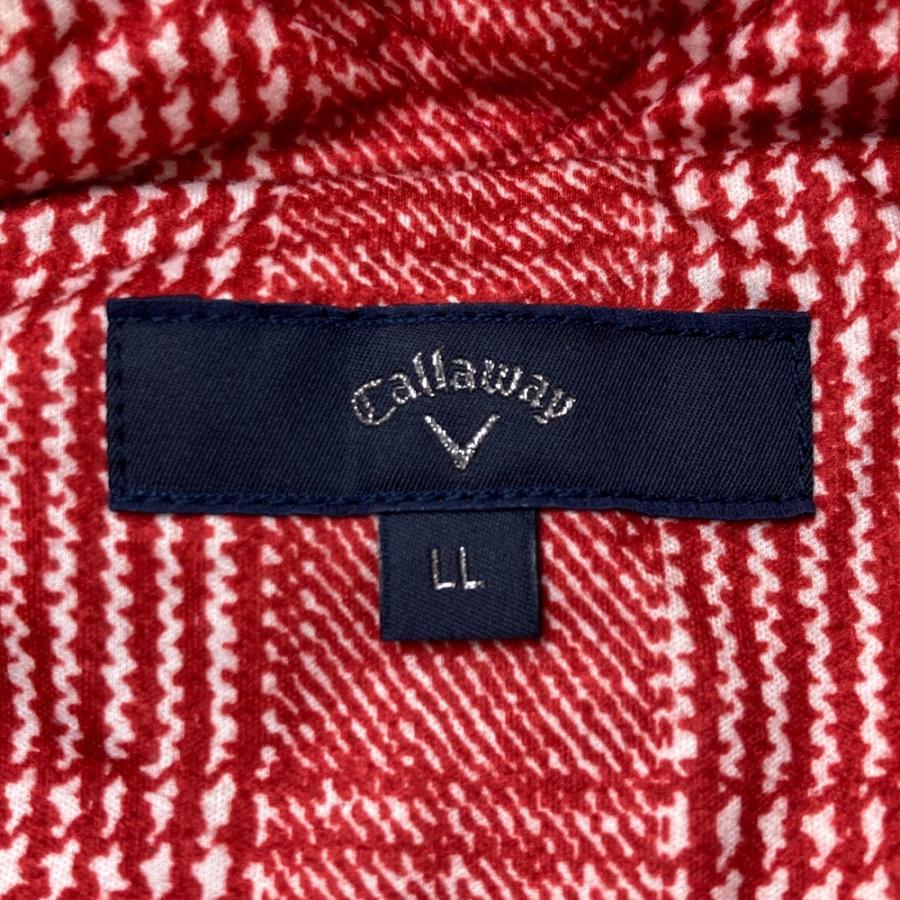 CALLAWAY キャロウェイ ロゴ刺繍入り 中綿ベスト チェック柄 レッド系