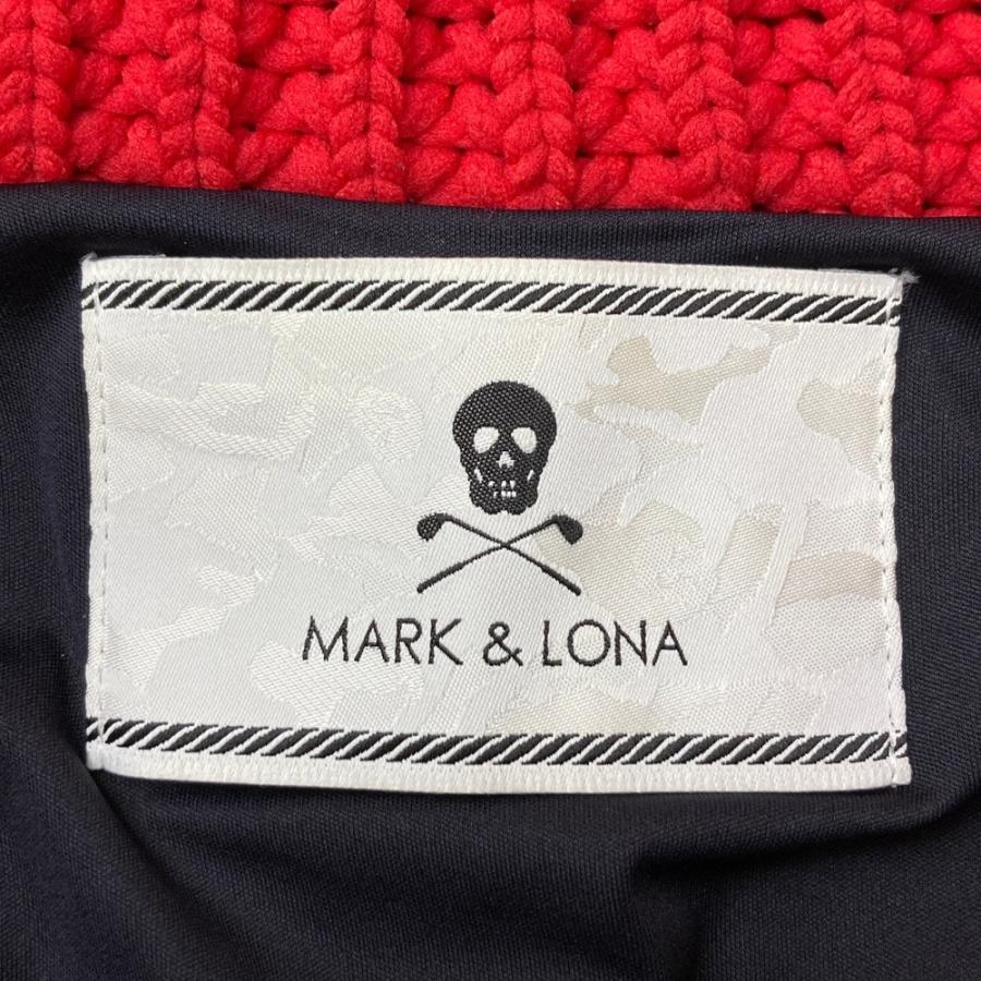 MARK&LONA マークアンドロナ 木村拓哉着用モデル 裏地付 ウール ニット ジップジャケット ロゴ×総柄 レッド系 48 ゴルフウェア メンズ_4