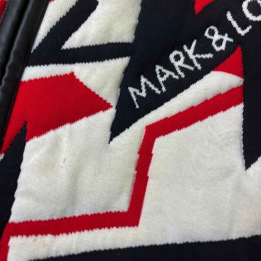 MARK&LONA マークアンドロナ 木村拓哉着用モデル 裏地付 ウール ニット ジップジャケット ロゴ×総柄 レッド系 48 ゴルフウェア メンズ_6