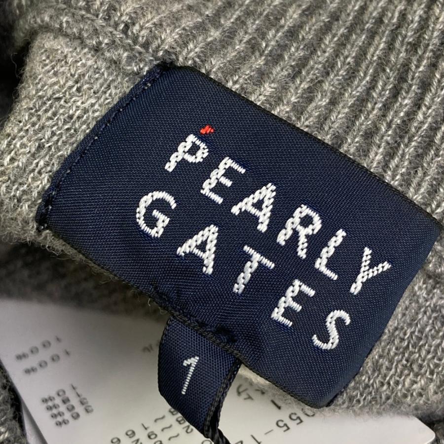 サイズ：1 PEARLY GATES パーリーゲイツ  ウール混 長袖ニットワンピース ニコちゃん 刺繍柄 グレー系 [240101630591] ゴルフウェア レディース ストスト PEARLY GATES（パーリーゲイツ） 【新品】PEARLY GATES ウール混 長袖