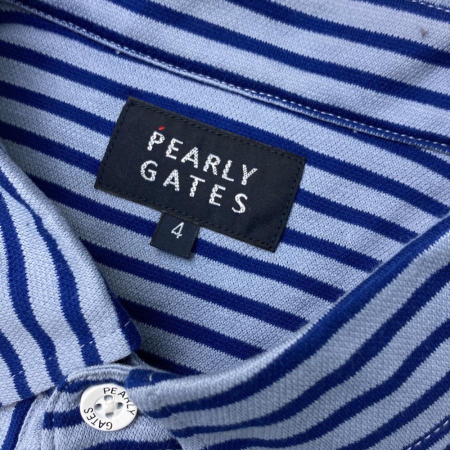 PEARLY GATES（パーリーゲイツ） 長袖ポロシャツ ストライプ ブルー系