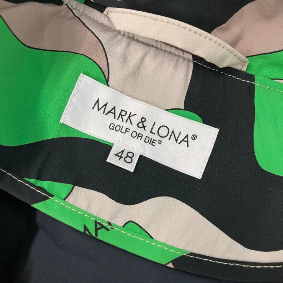 MARK&LONA マークアンドロナ フード付ハーフジップダウンブルゾン 総柄 ブラック系 48 ゴルフウェア メンズ_5