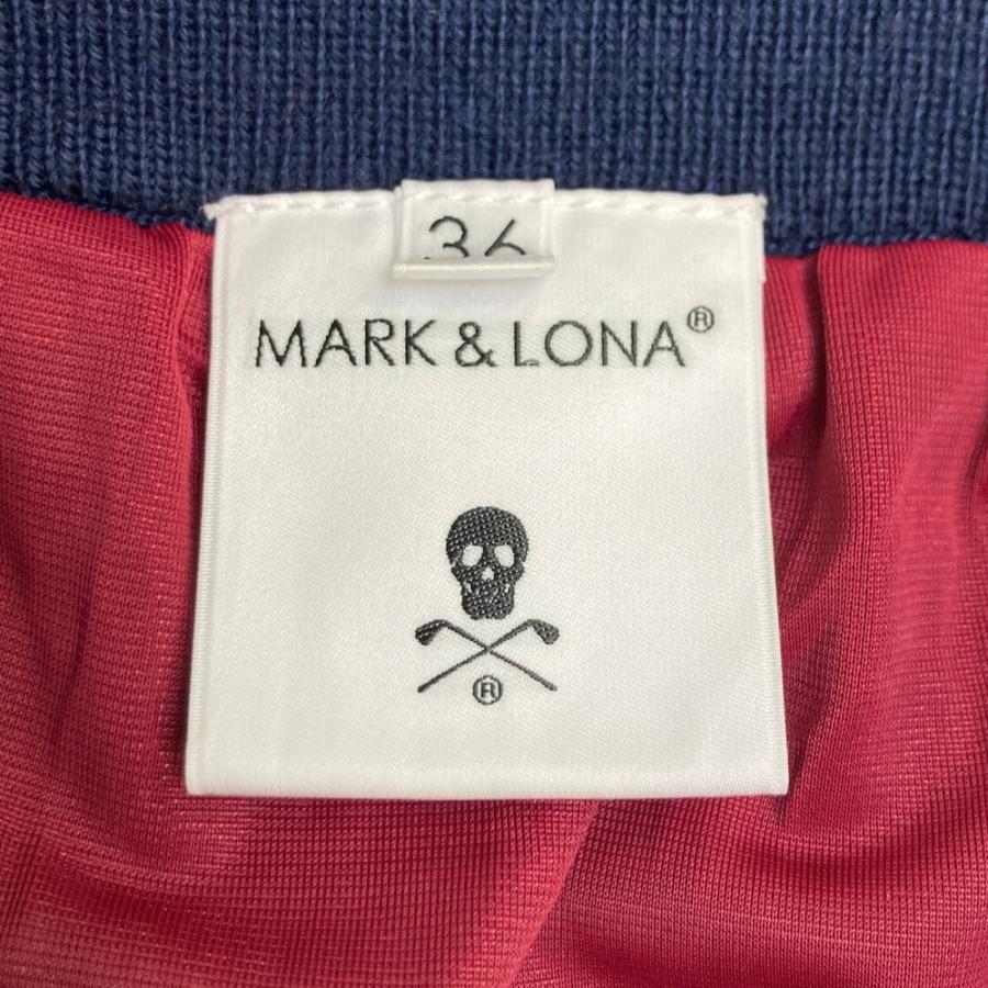 MARK\u0026LONA マークアンドロナ  裏地付ニットスカート ウール混 ヘリンボーン柄 レッド系 36 ゴルフウェア レディースの画像